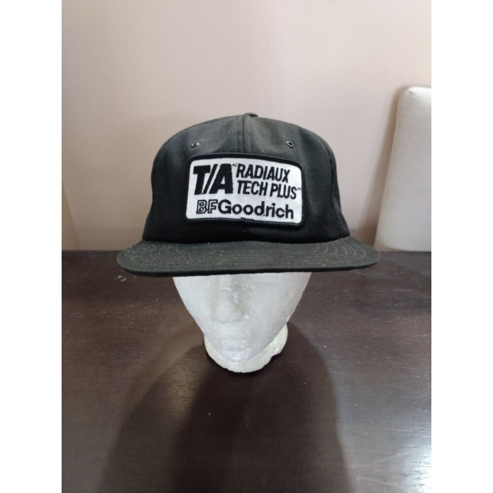 Vintage BF Goodrich Snapback Hat Black Big Patch Trucker Tires